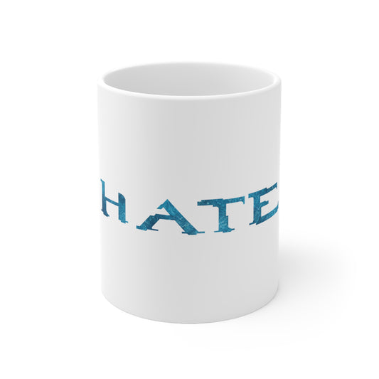 Hate White Ceramic Mug 11oz (Halo Parody)