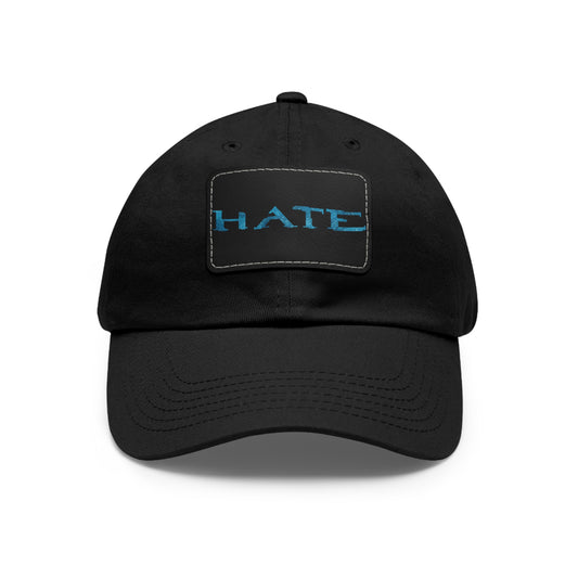 Hate Dad Hat with Rectangle Leather Patch (Halo Parody)