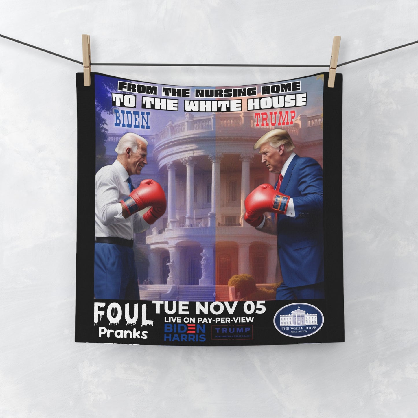 Biden vs Trump 2024 Presidential Boxing Match Face Towel