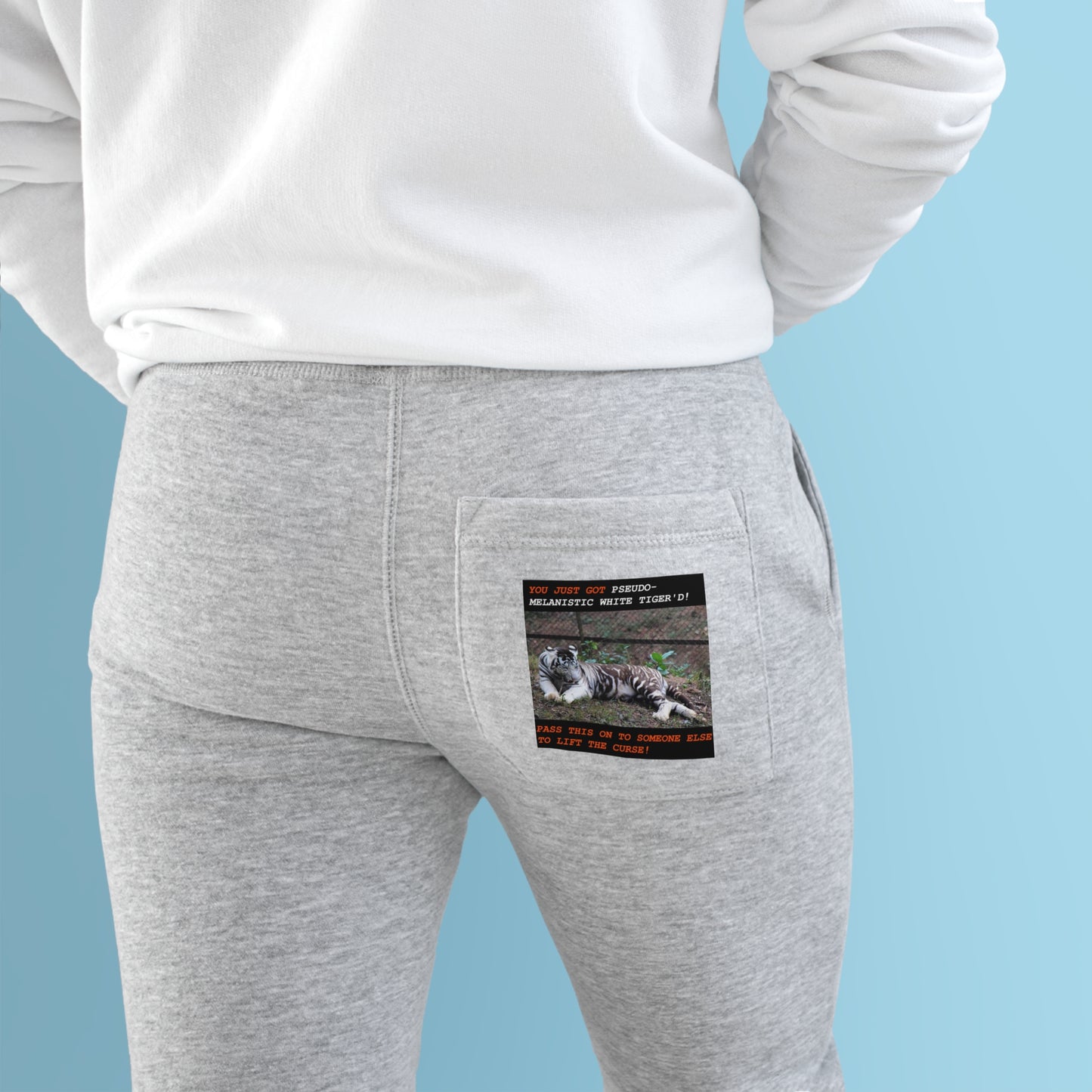 Pseudo-Melanistic White Tiger Curse Unisex Fleece Joggers