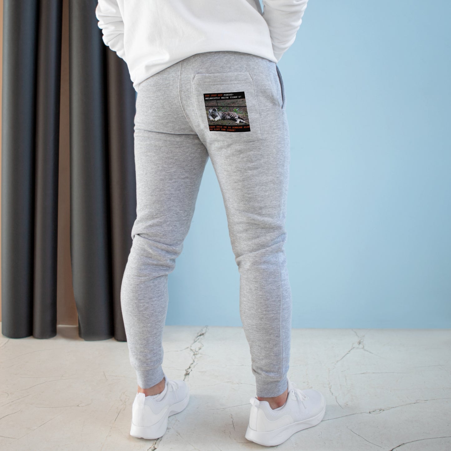 Pseudo-Melanistic White Tiger Curse Unisex Fleece Joggers