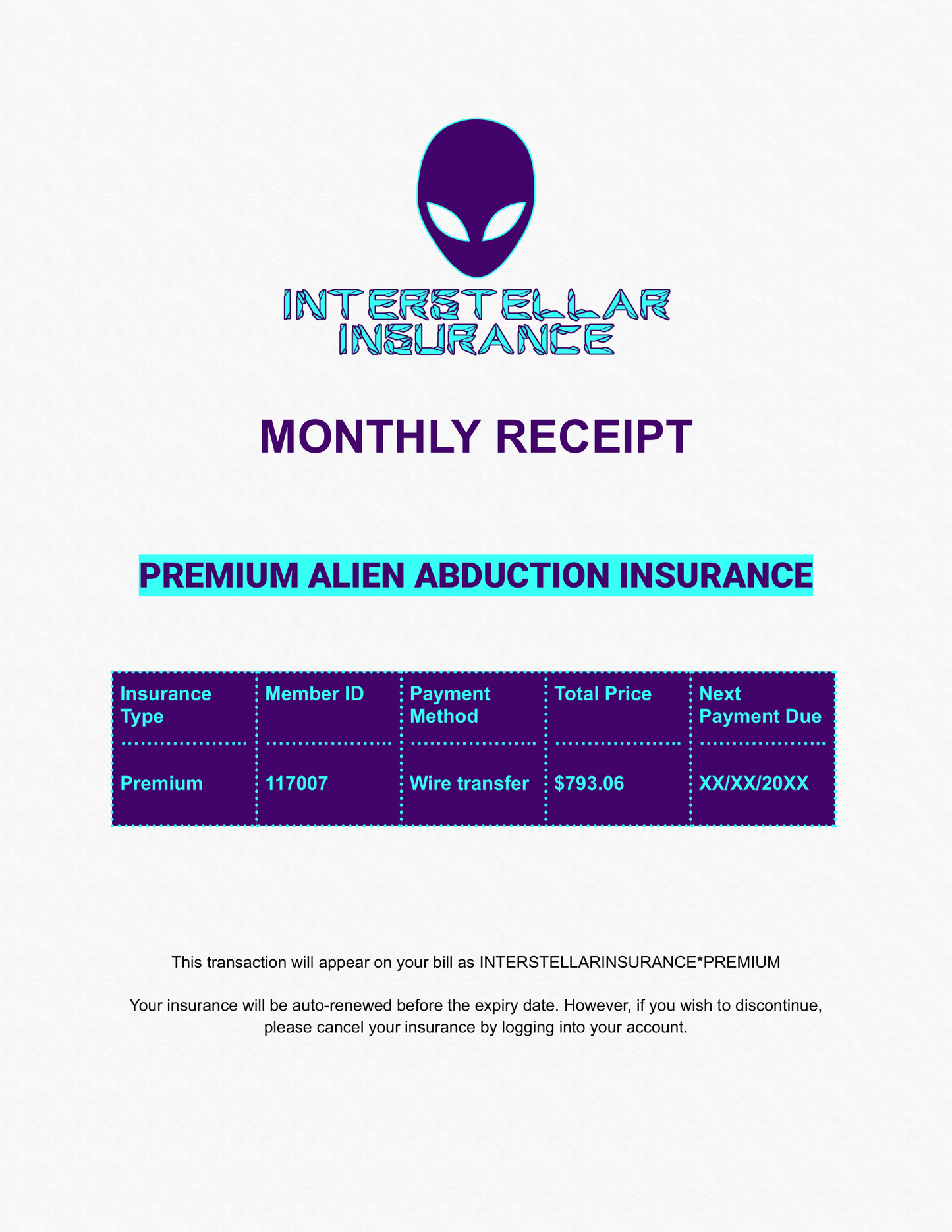 Alien Abduction Insurance - Prank Package